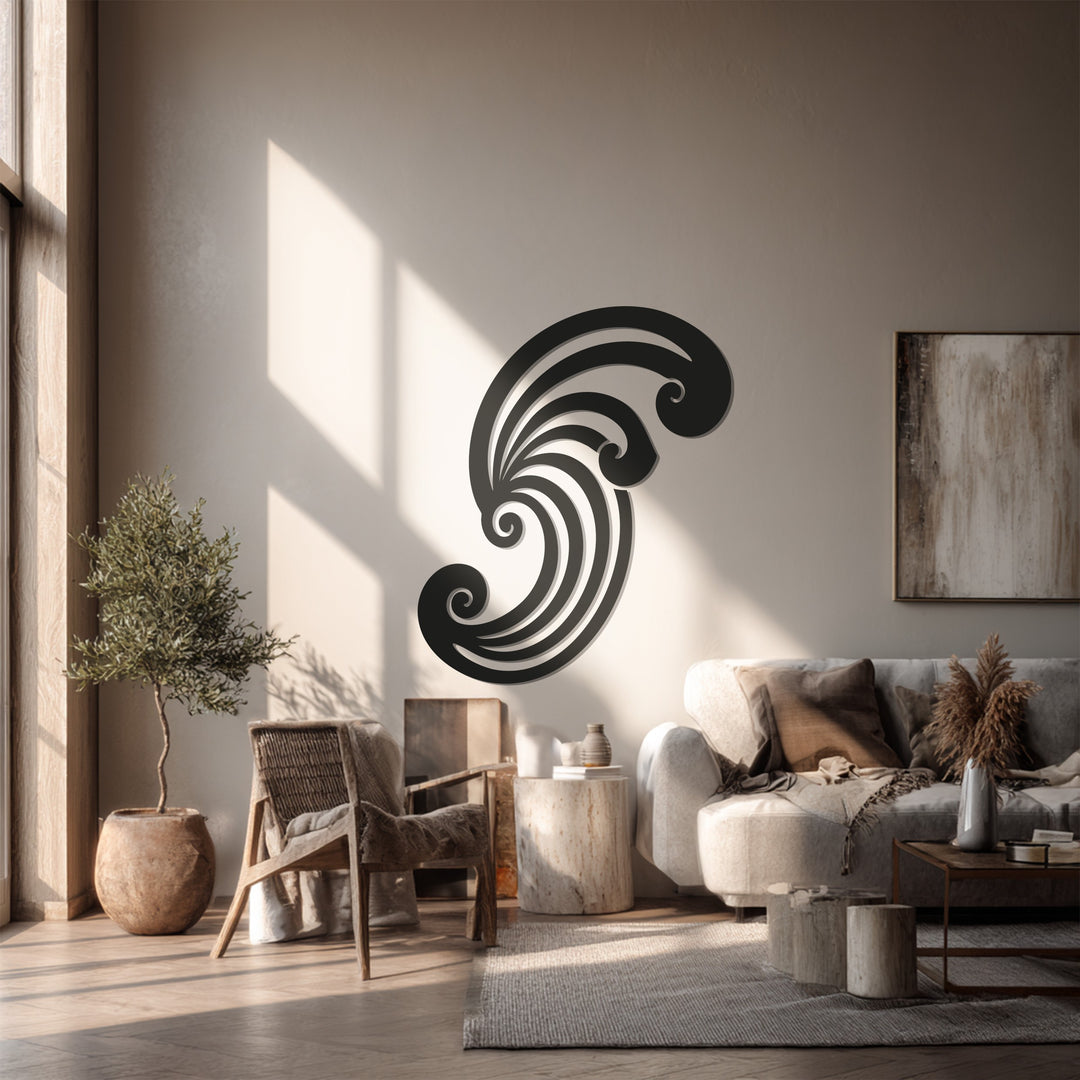 Swirl Spiral Metal Wall Art – Abstract Black Metal Sculpture