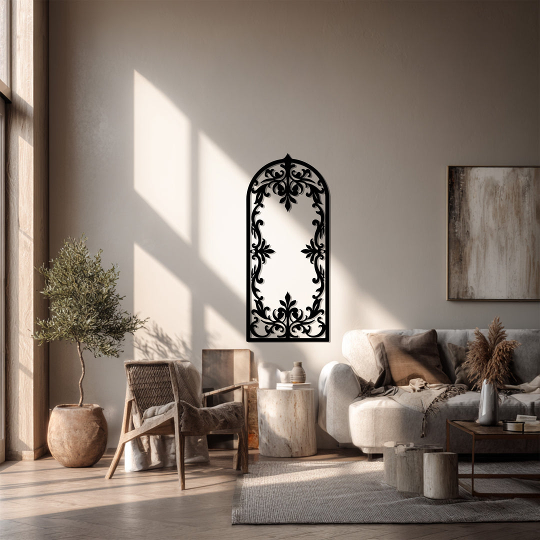 قوس ملكي – أسود مزخرف فن جداري معدني