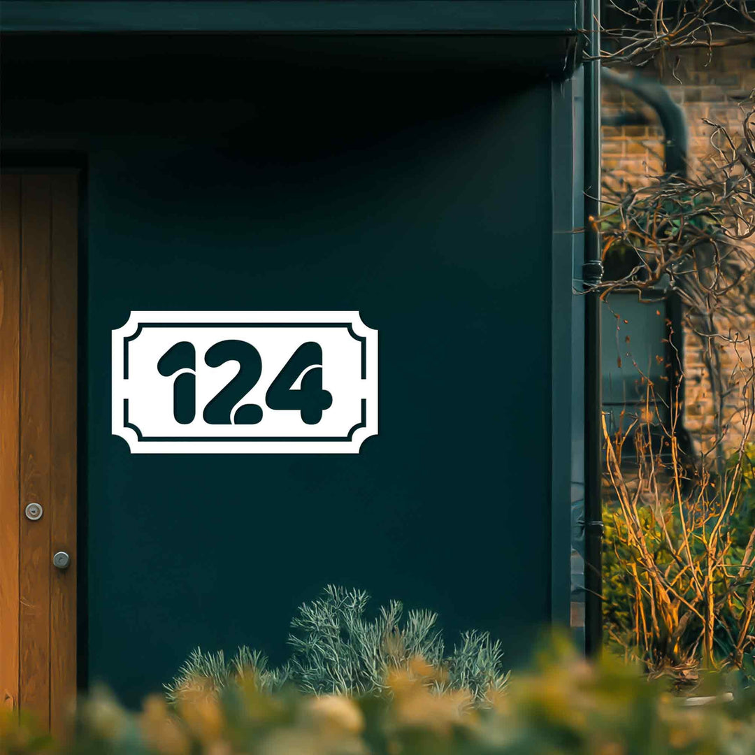 Rectangular metal address plaque wall decor