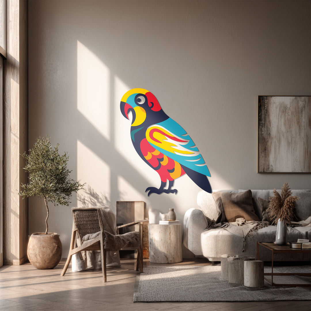 Vibrant Parrot Metal Wall Art – Colorful Tropical Bird Home Decor