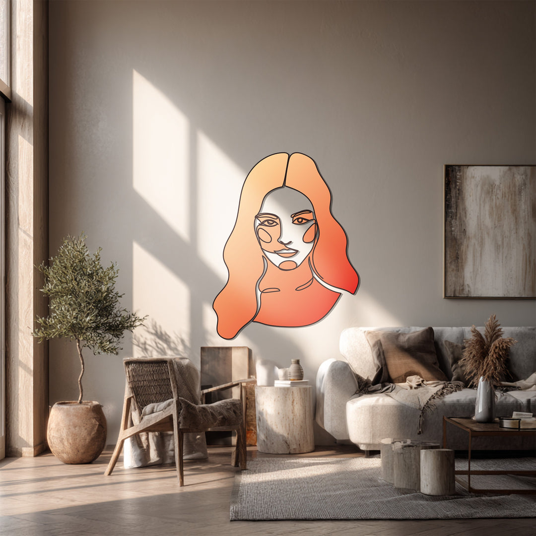 Abstract Woman Line Art Metal Wall Art – Modern Minimal Decor