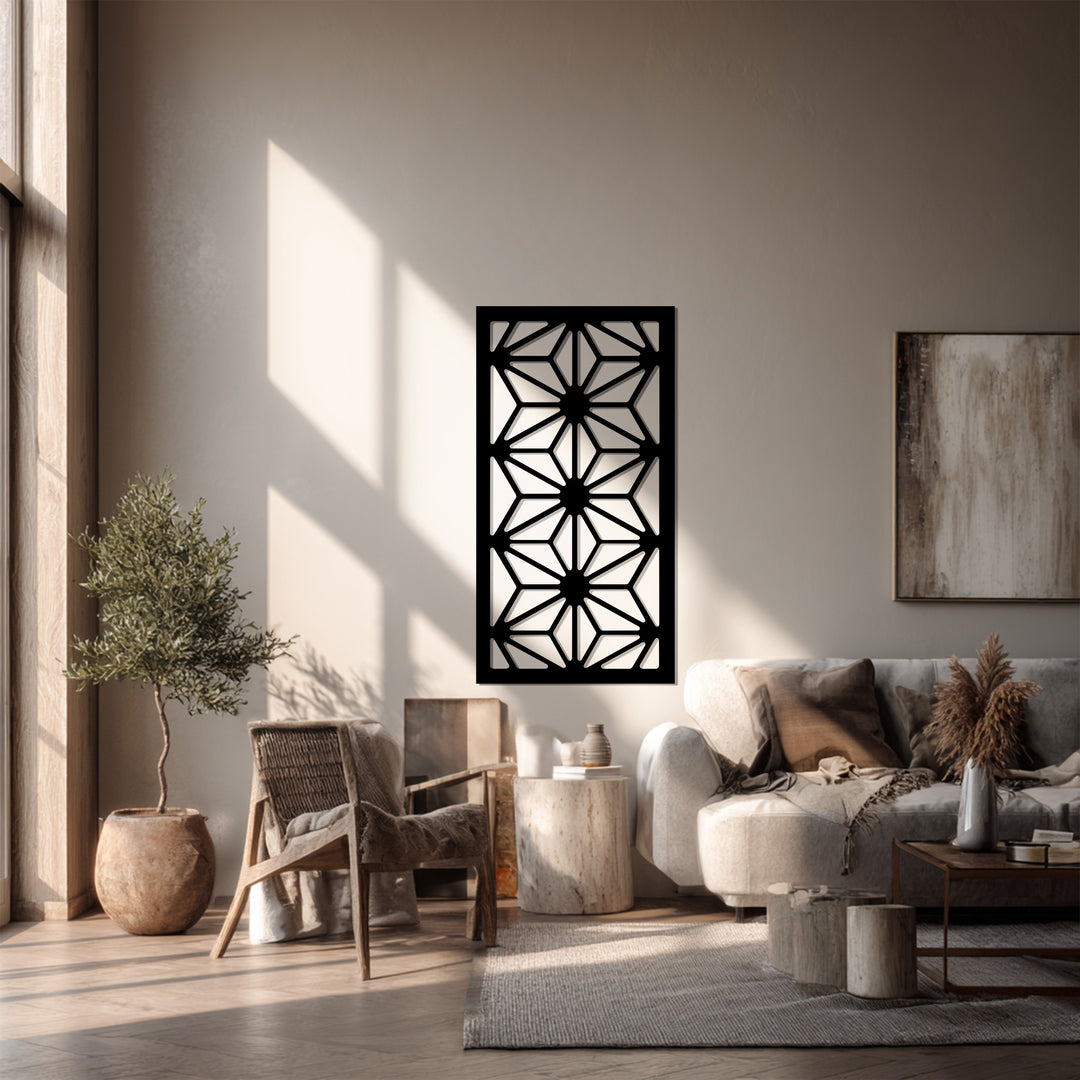 هندسة نجمية – نمط زهري عصري فن جداري معدني