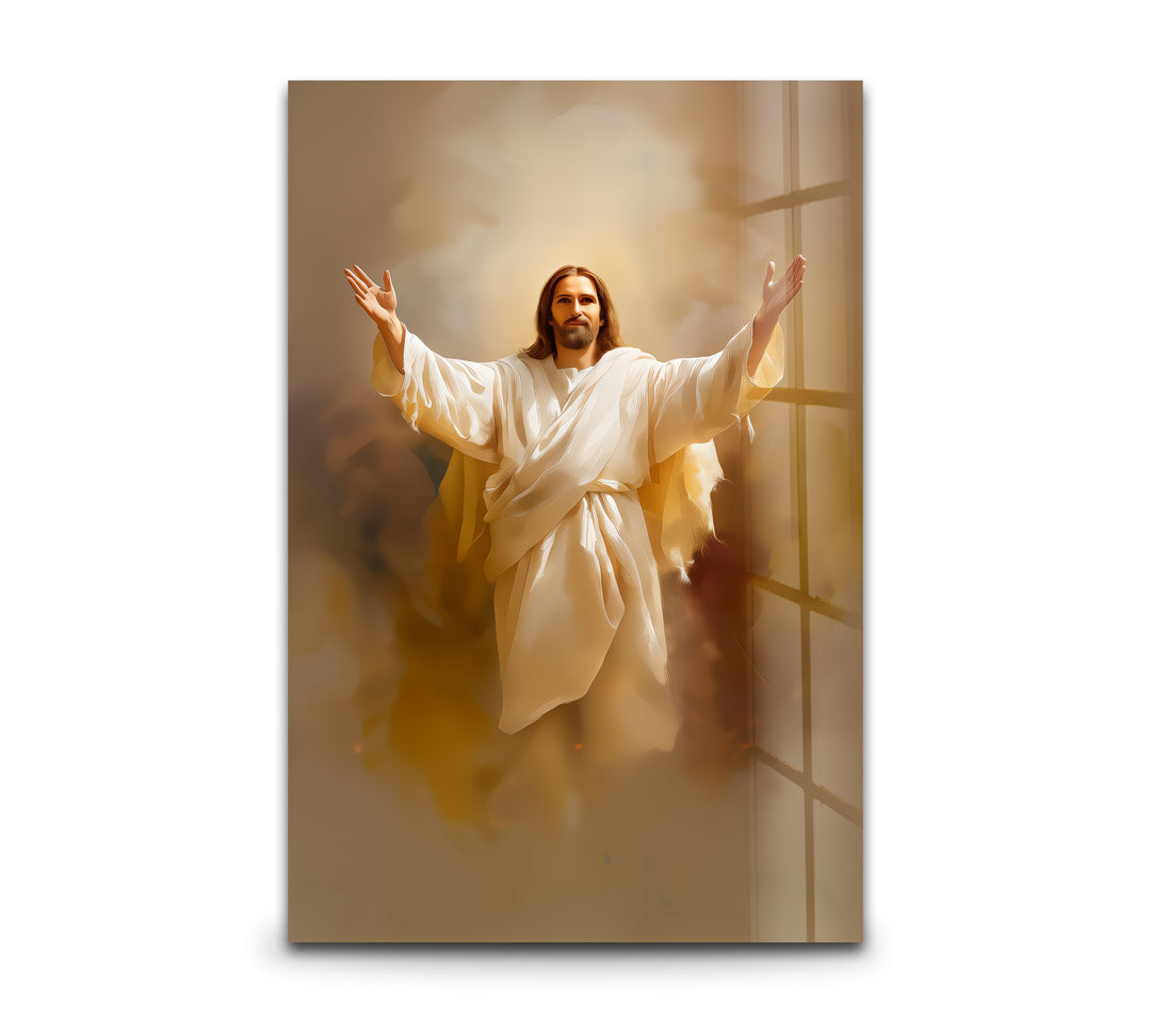 Divine Embrace of Light – Religious Glass Wall Art