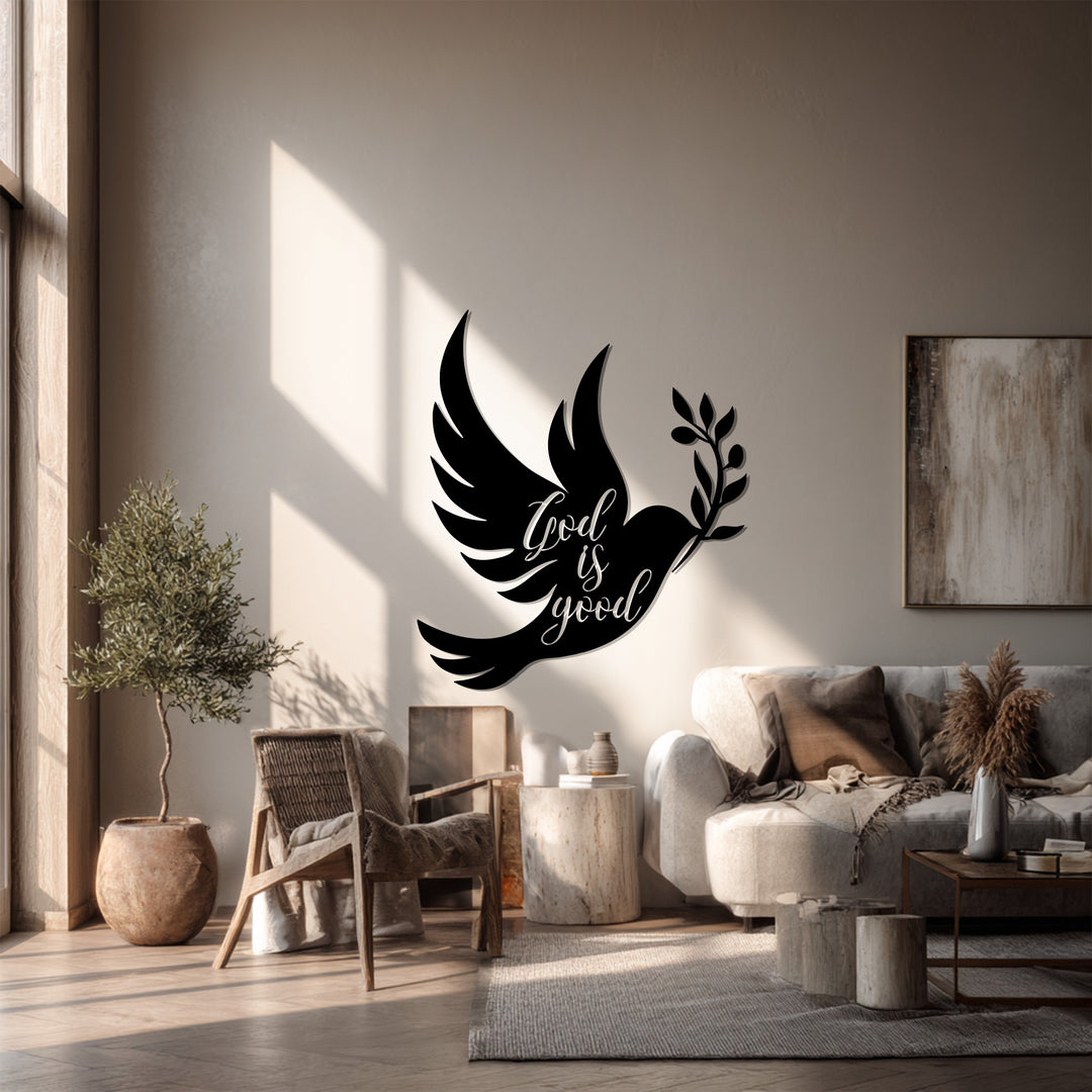God Is Good Dove Metal Wall Art – Faith-Inspired Home Decor