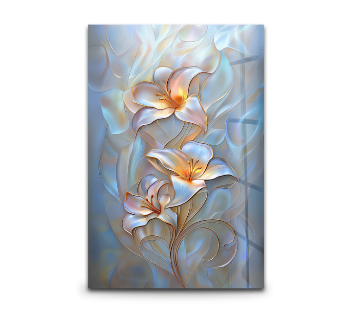 Luminous Lily Whispers – Floral Glass Wall Art