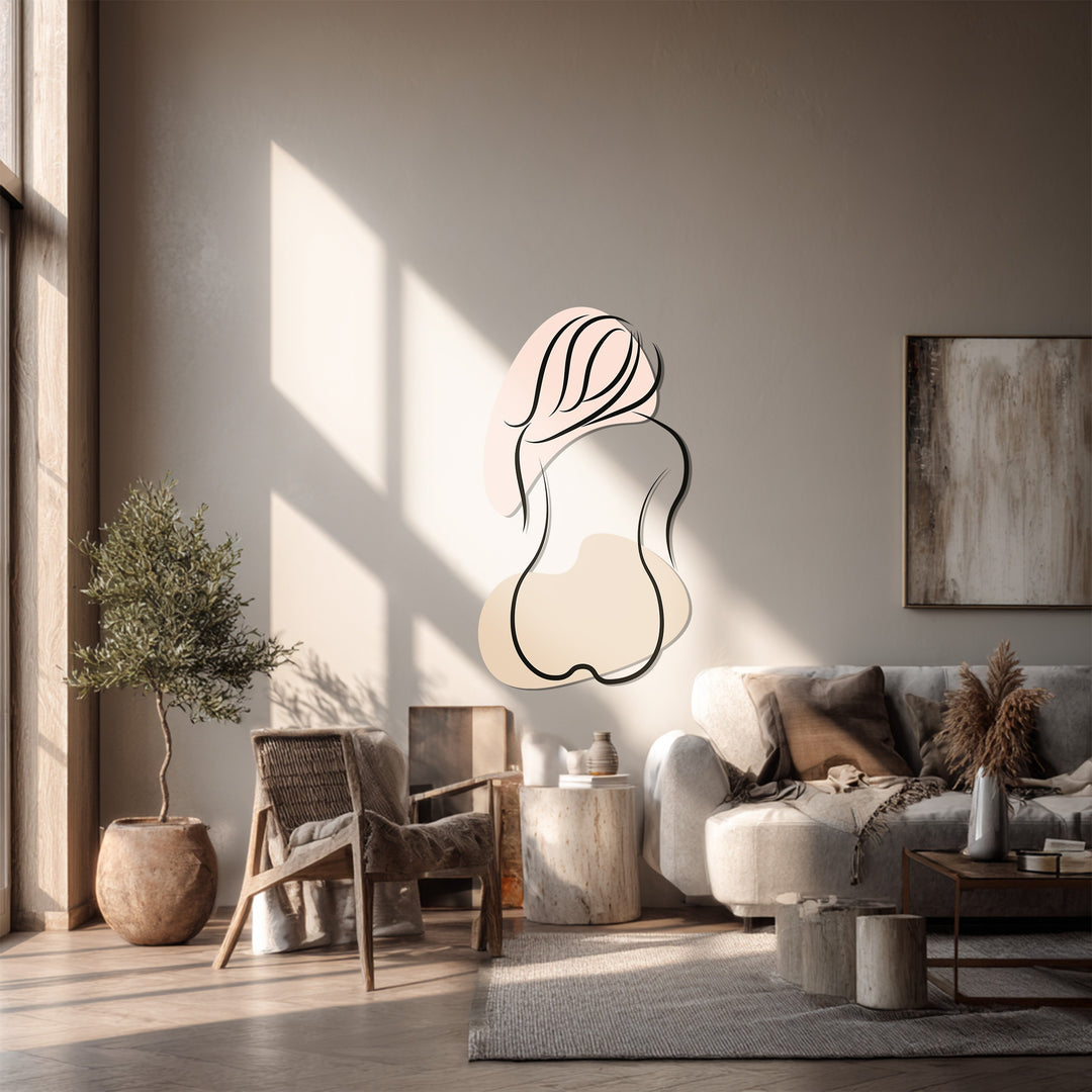 Minimalist Female Silhouette Metal Wall Art – Elegant Line Art Home Decor