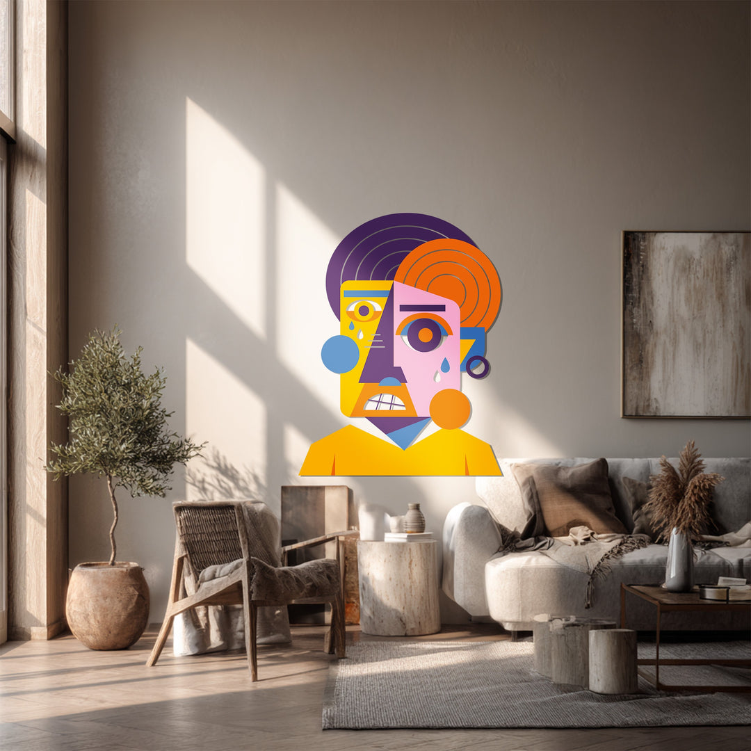 Colorful Abstract Face Metal Wall Art – Cubist Home Decor