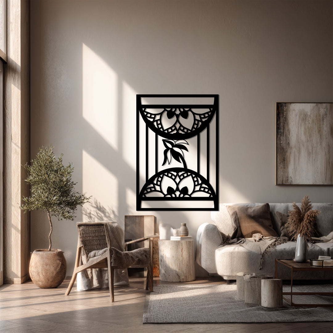 أزهار آرت ديكو – زخارف نباتية هندسية فن جداري معدني