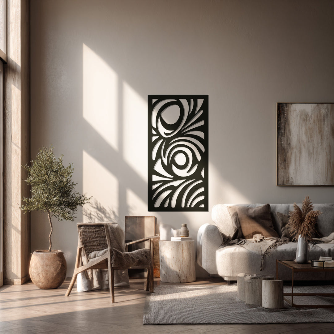 Abstract Swirl Metal Wall Art – Black Modern Wall Sculpture