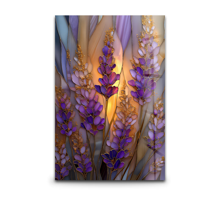 Lavender Glow – Stained Glass Floral Glass Wall Art