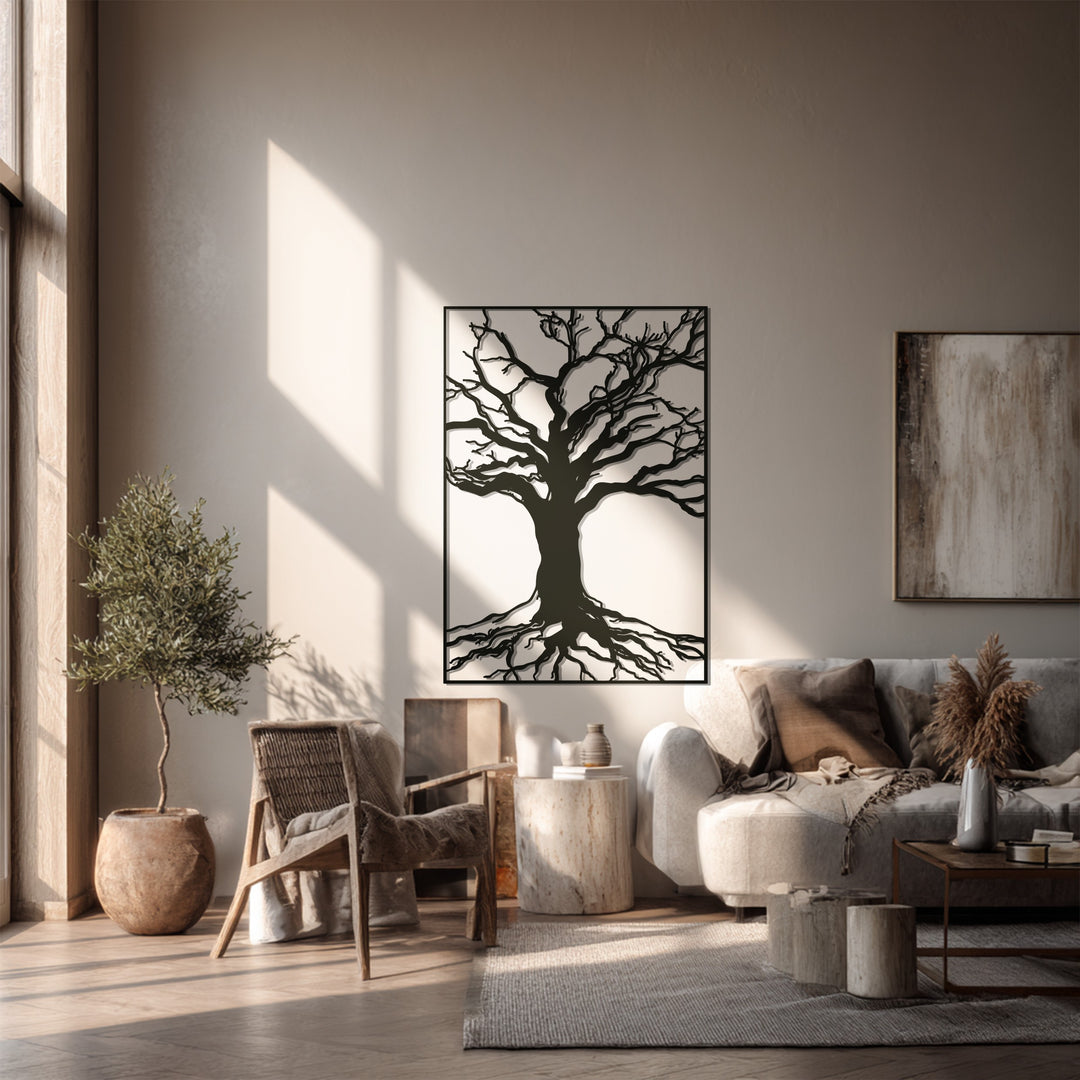 Tree Silhouette Metal Wall Art – Black Nature Wall Sculpture