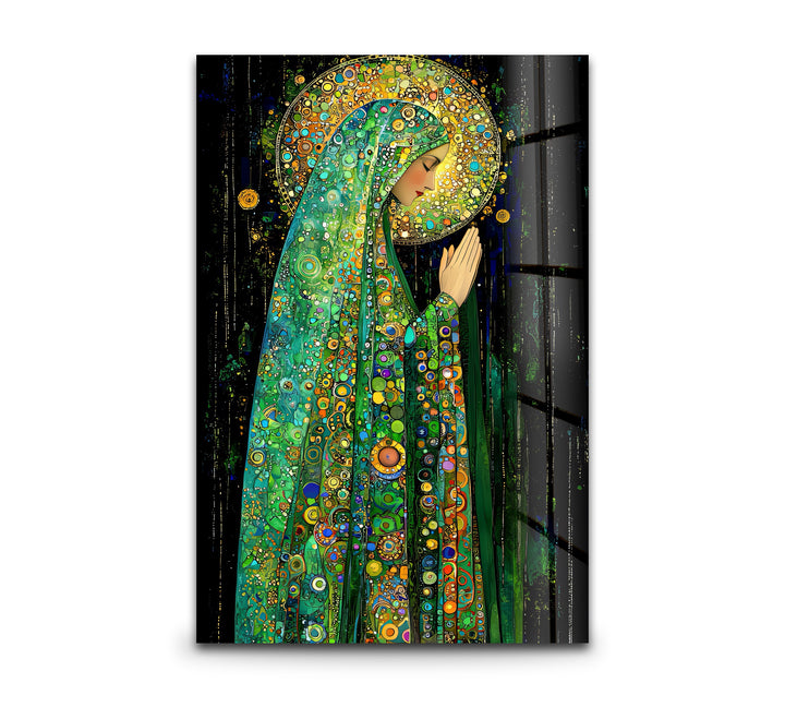 Praying Grace – Spiritual Mosaic Madonna Glass Wall Art