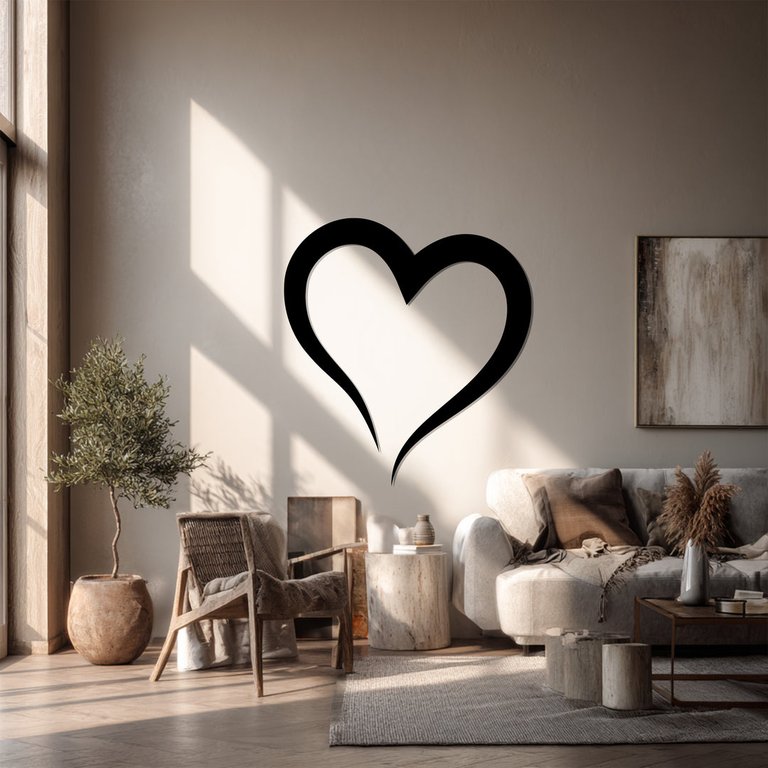 Minimalist love metal wall hanging