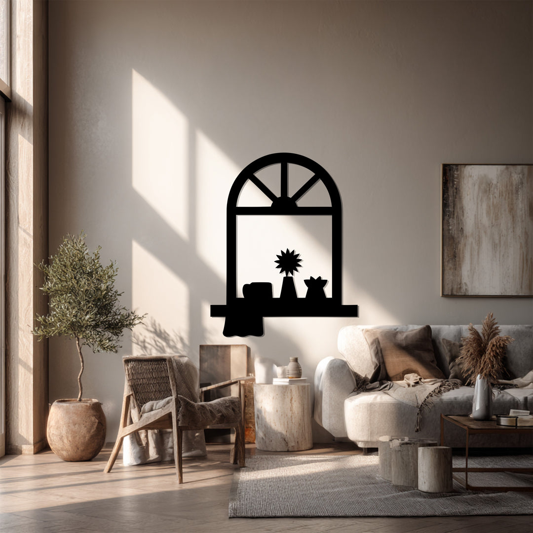 Cozy Window Frame Metal Wall Art – Modern Home Decor