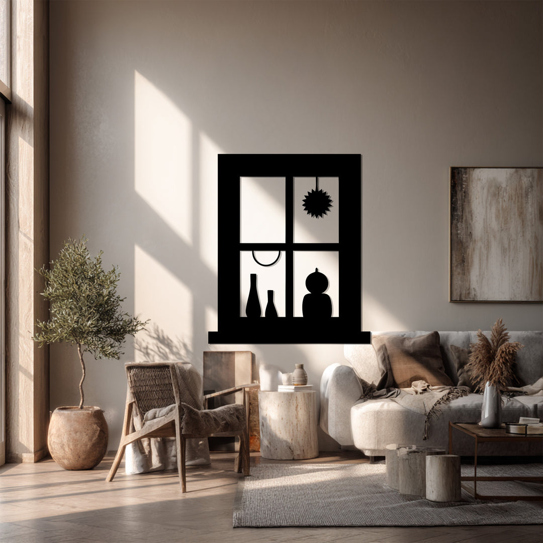 Square Window Metal Wall Art – Modern Silhouette Home Decor