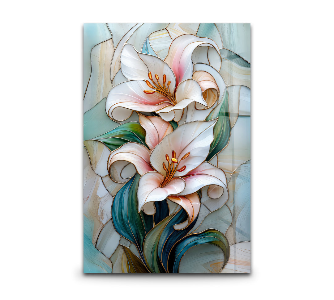 Opaline Grace – Elegant Floral Glass Wall Art