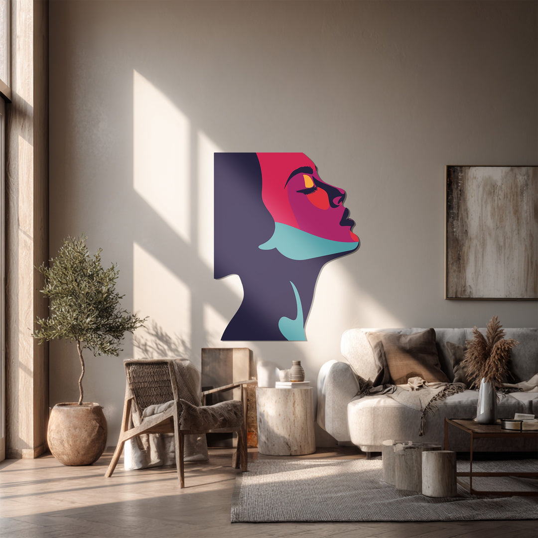 Abstract Woman Silhouette Metal Wall Art – Modern Colorful Decor