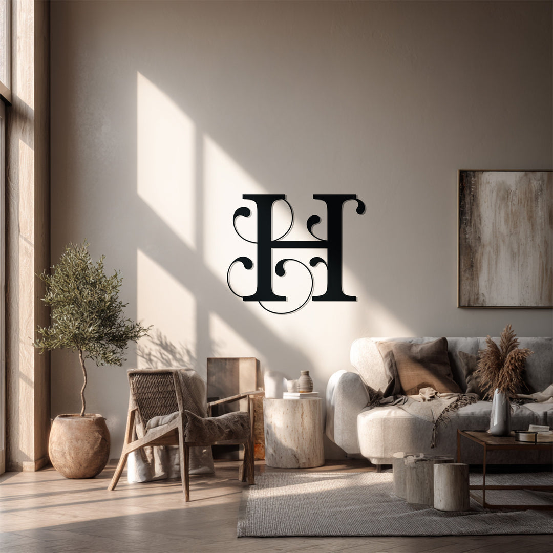 Elegant Initial Letter Metal Wall Art – Monogram Home Decor