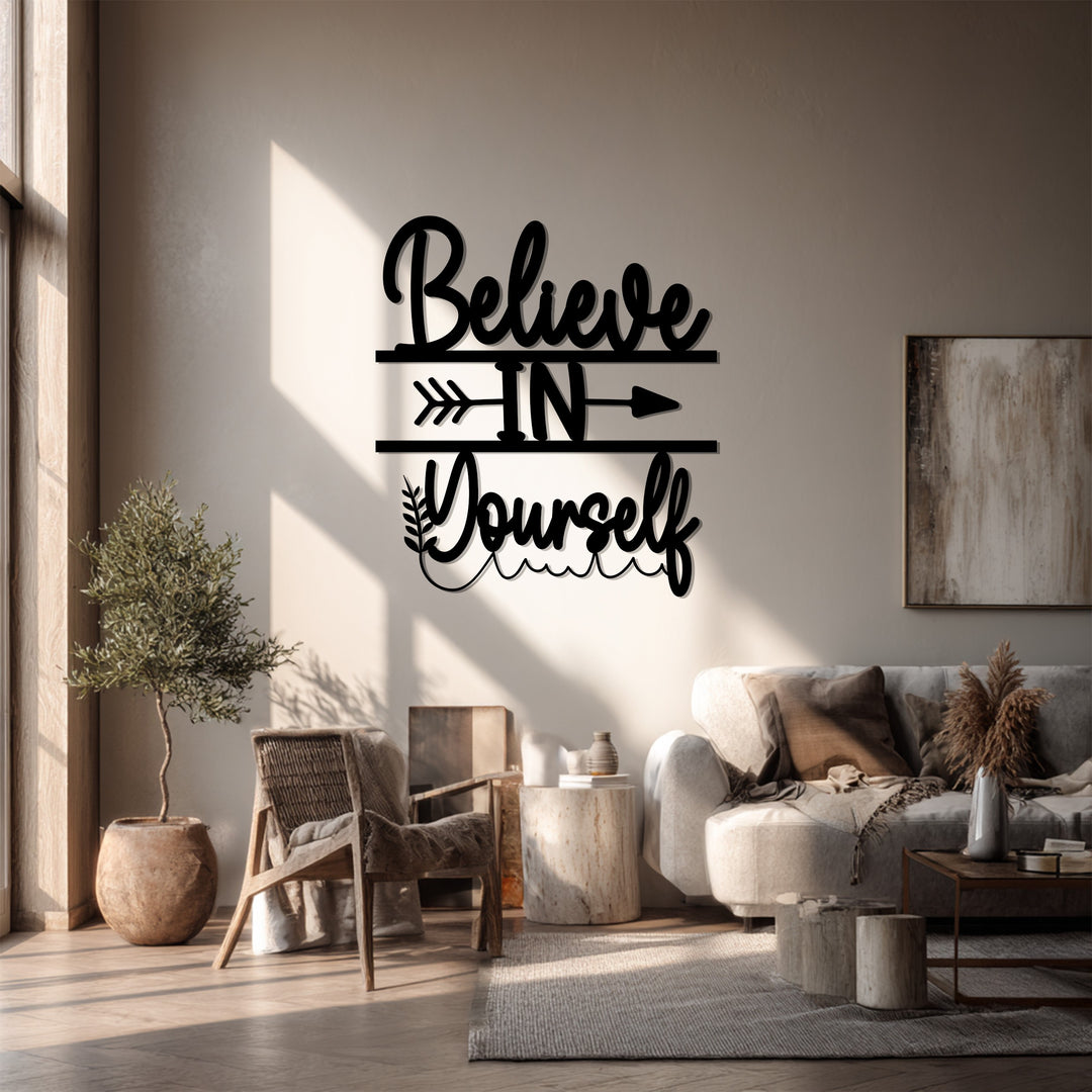 Believe in Yourself Metal Wall Art – Inspirational Quote Wall Decor