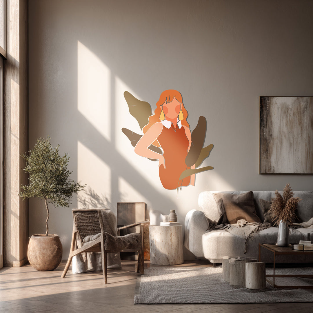 Modern Boho Woman Metal Wall Art – Contemporary Feminine Decor