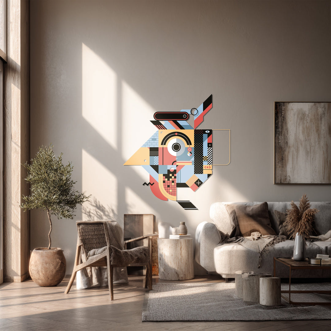 Geometric Bird Metal Wall Art – Colorful Modern Abstract Home Decor