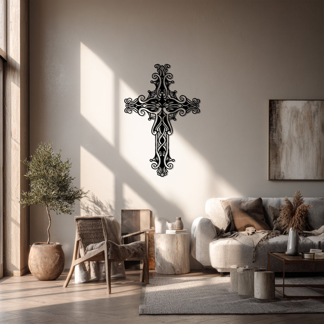 Graceful Filigree Cross – Ornate Christian Metal Wall Art