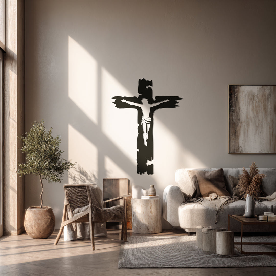 Jesus on Cross Metal Wall Art – Christian Crucifix Decor