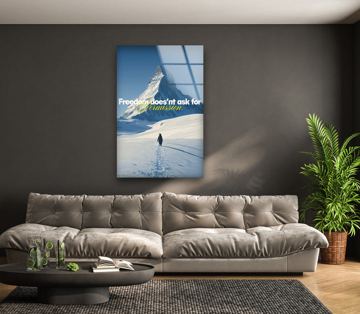 Mountain typography glass wall decor