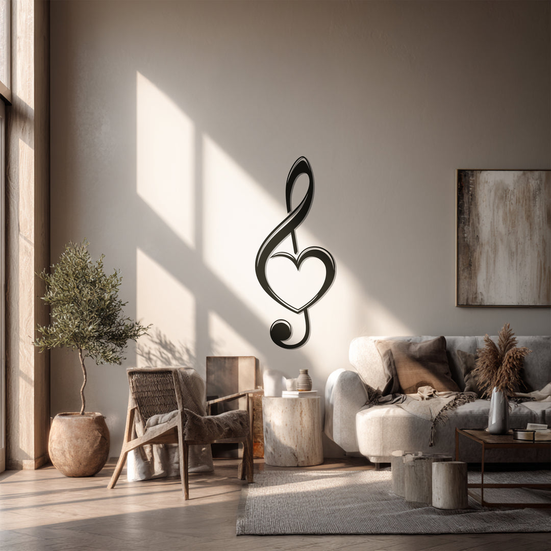 Heart Treble Clef Metal Wall Art – Musical Note Decor