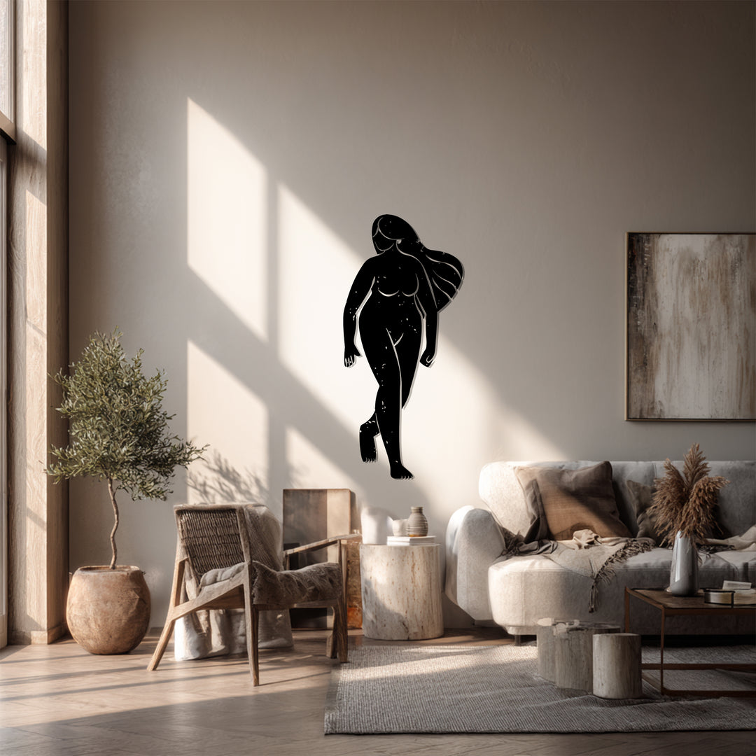 Golden Female Silhouette Metal Wall Art – Minimalist Body Line Decor