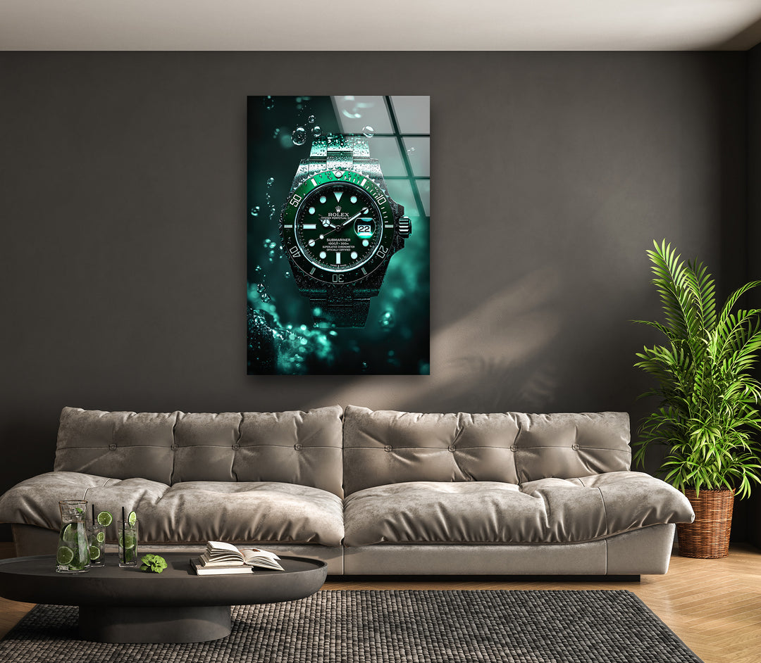 Orologio Rolex verde Quadri da Parete in Vetro