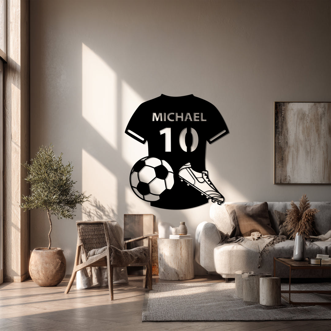 Custom Soccer Jersey Metal Wall Art – Personalized Football Decor