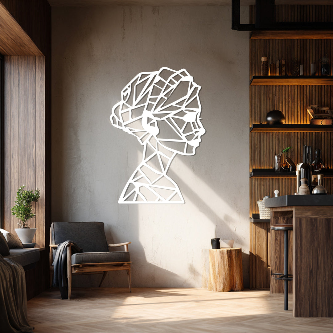 Geometric Lady Silhouette – Modern Abstract Metal Wall Art