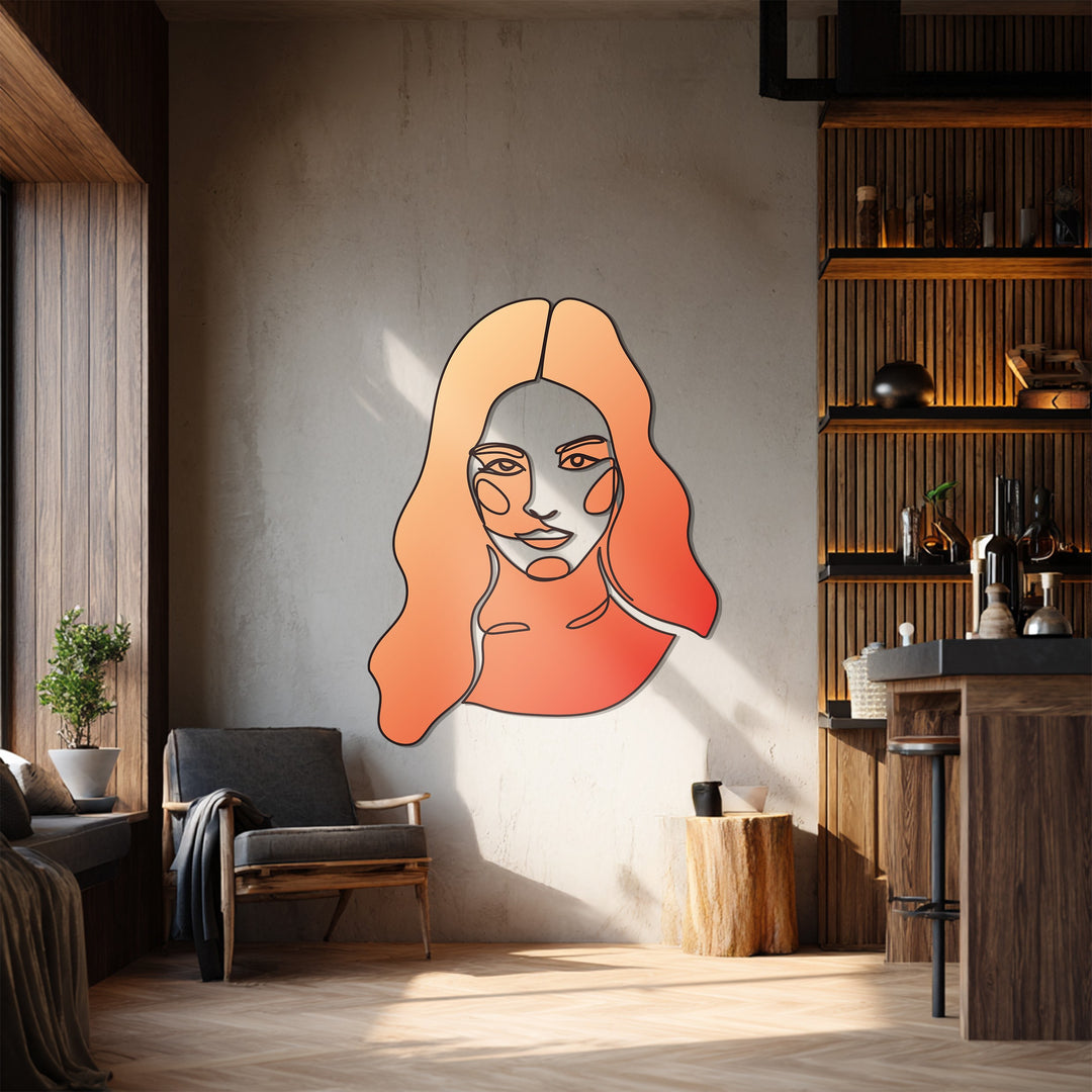 Abstract Woman Line Art Metal Wall Art – Modern Minimal Decor