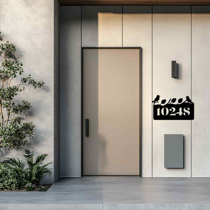 Nature inspired metal house numbers bird design