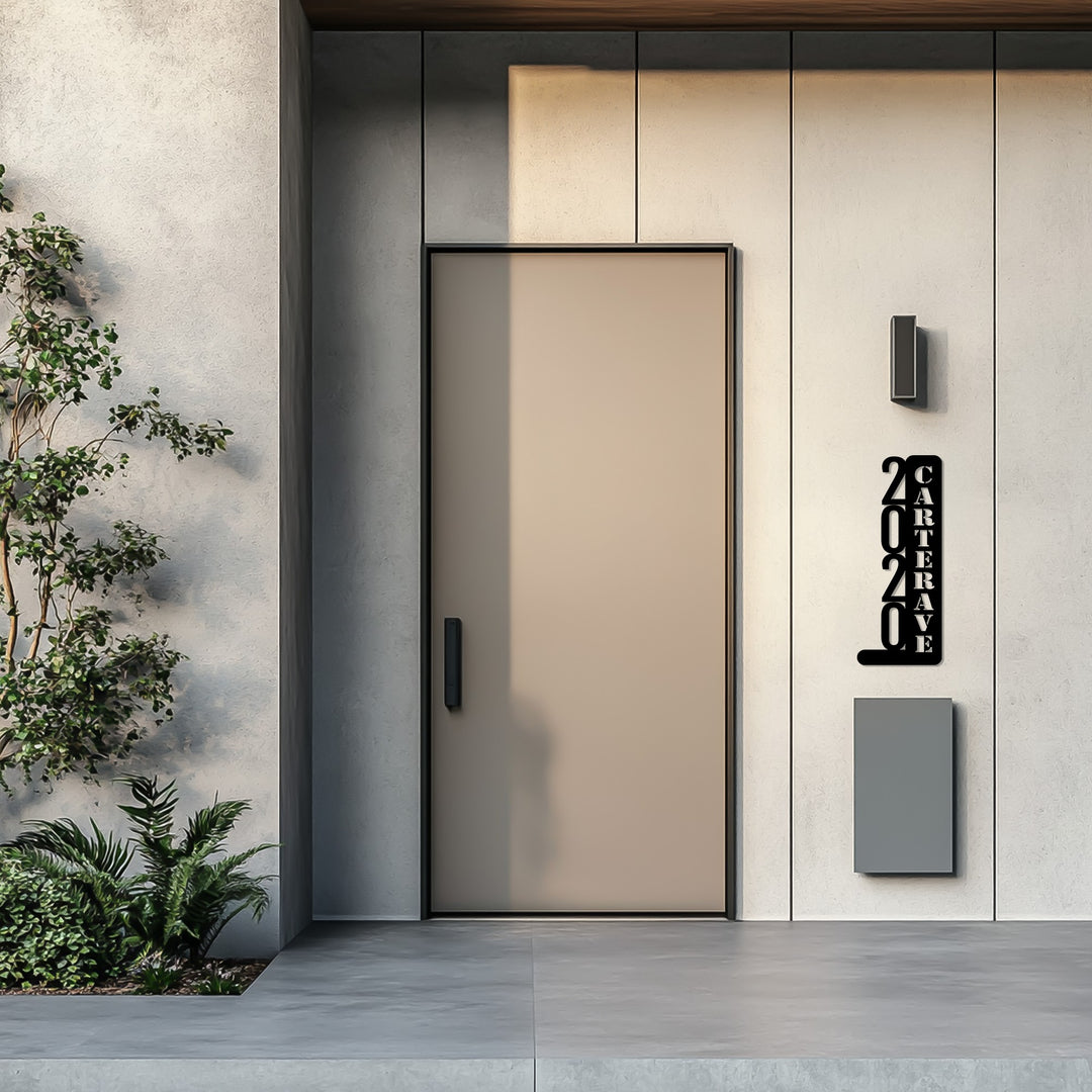 Personalized metal house number wall sign