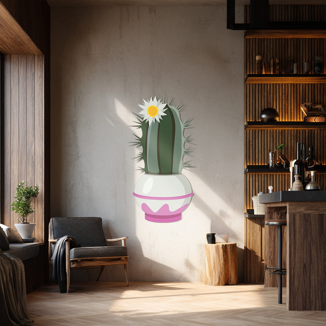 Blossom Crown Cactus Metal Wall Art – Elegant Botanical Wall Decor