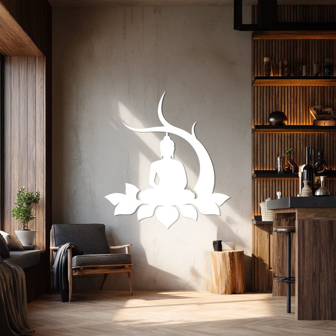 Lotus Buddha Metal Wall Art – Meditative Silhouette Décor