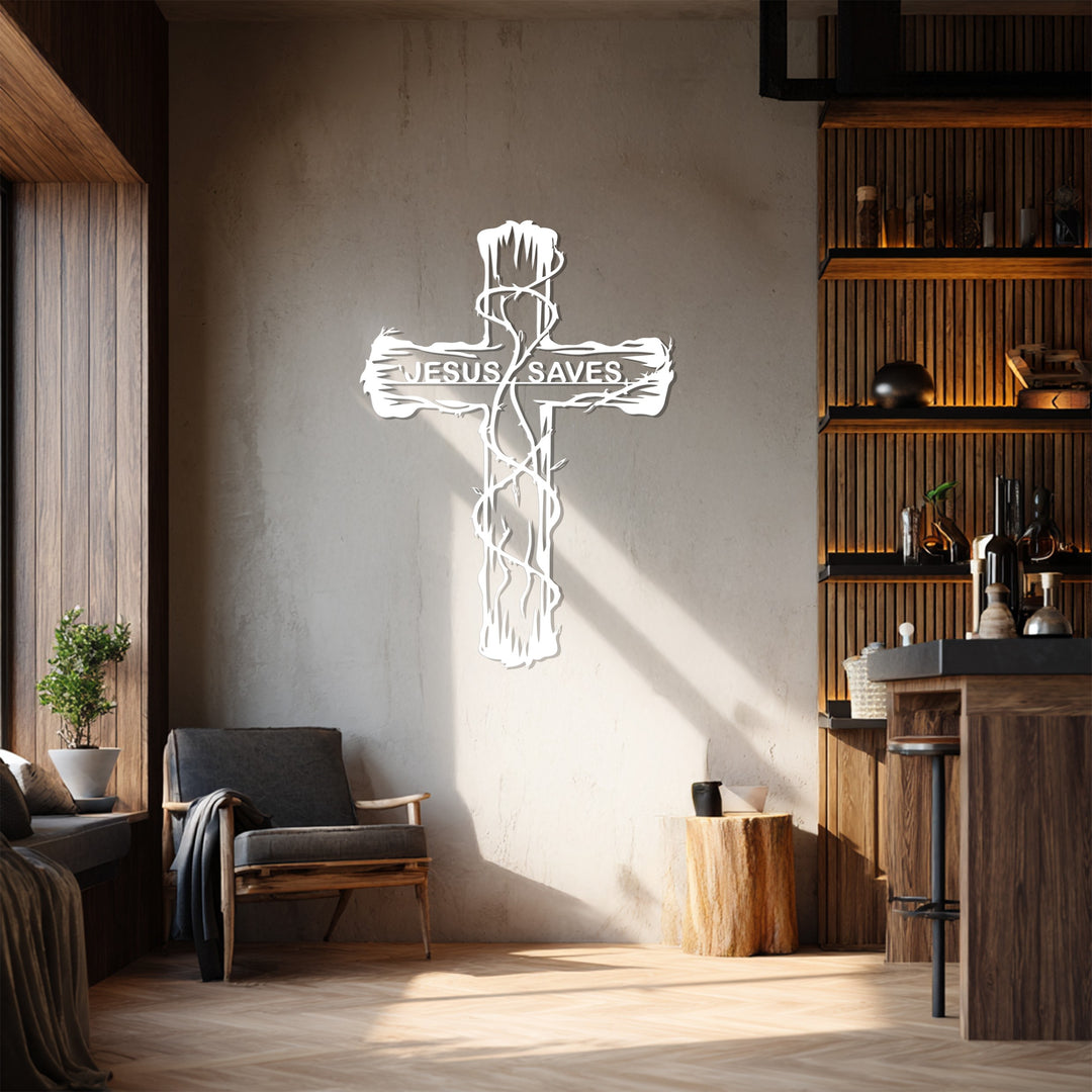 Modern metal cross for Christian interiors