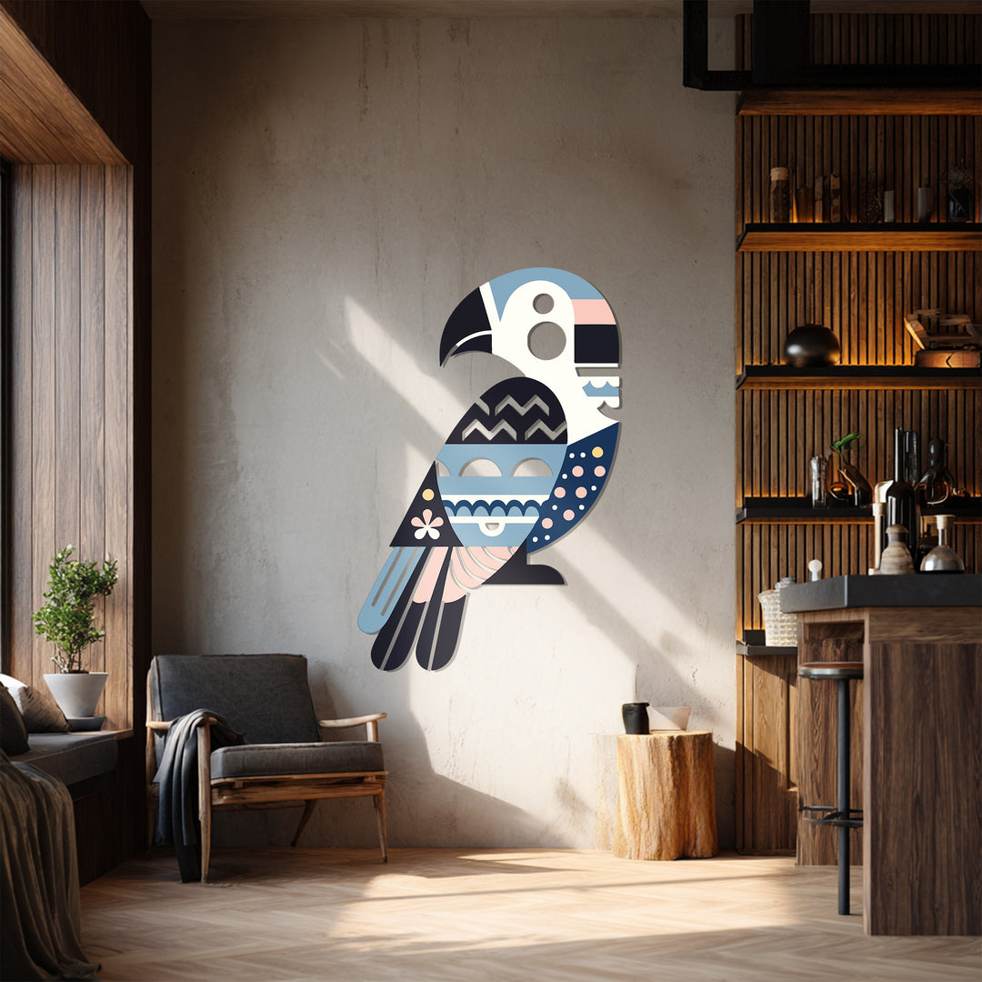 Abstract geometric bird metal sculpture for stylish wall decor