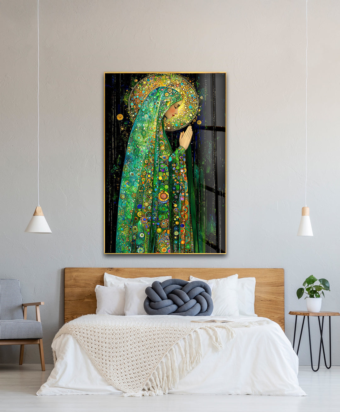 Praying Grace – Spiritual Mosaic Madonna Glass Wall Art