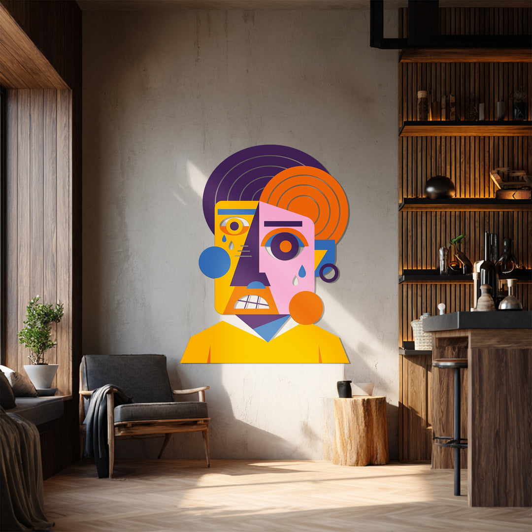 Colorful Abstract Face Metal Wall Art – Cubist Home Decor