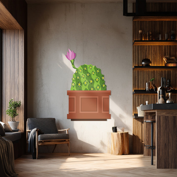 Showing the realistic detail of the pink bloom cactus, this metal wall decor brings a touch of botanical charm with its vibrant colors and intricately designed details.