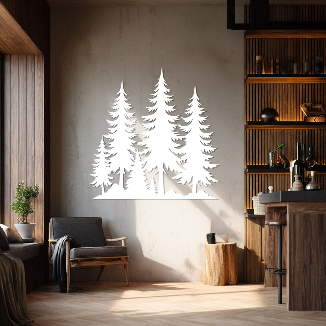 Rustic cabin forest metal wall décor