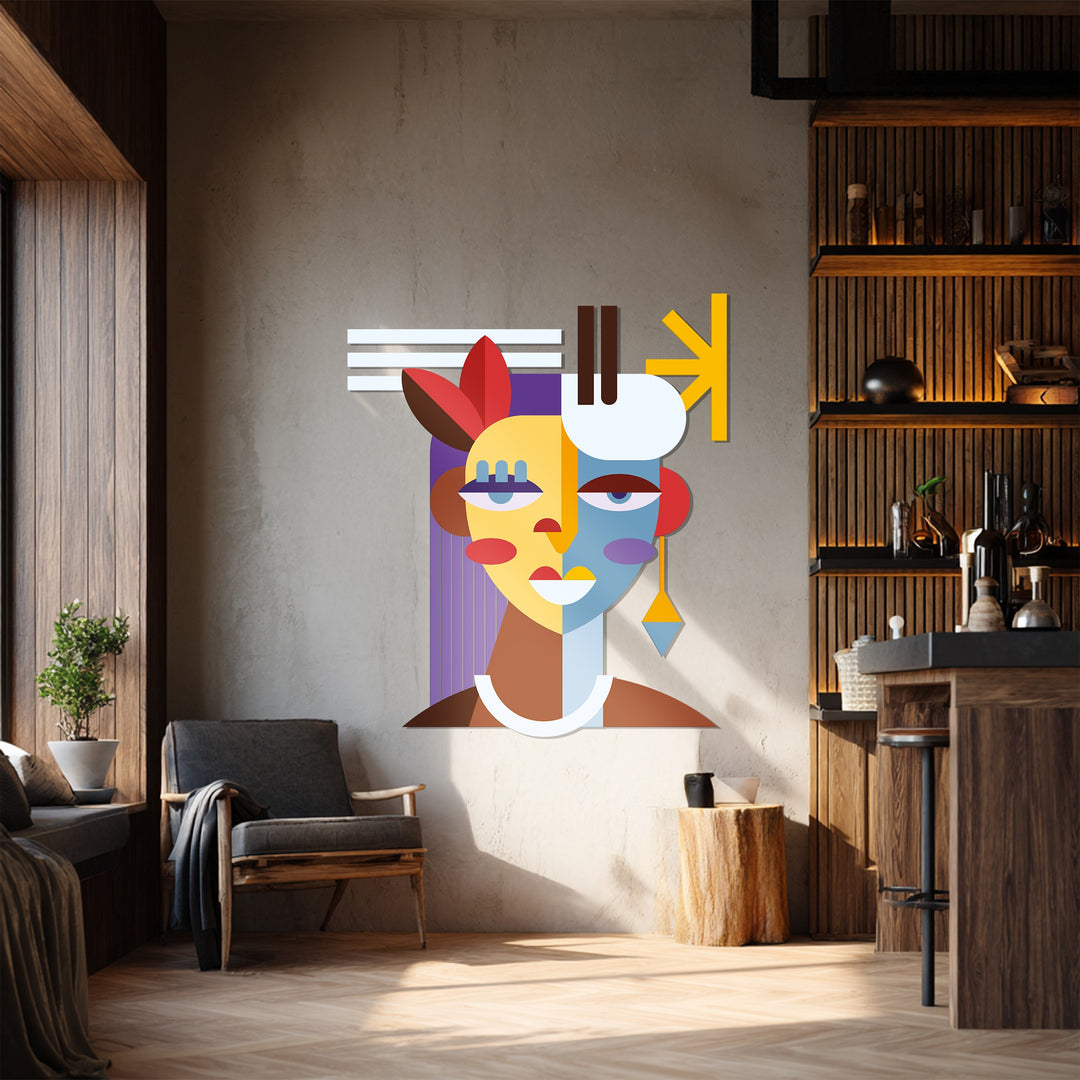 Contemporary cubist metal sculpture for modern home decor