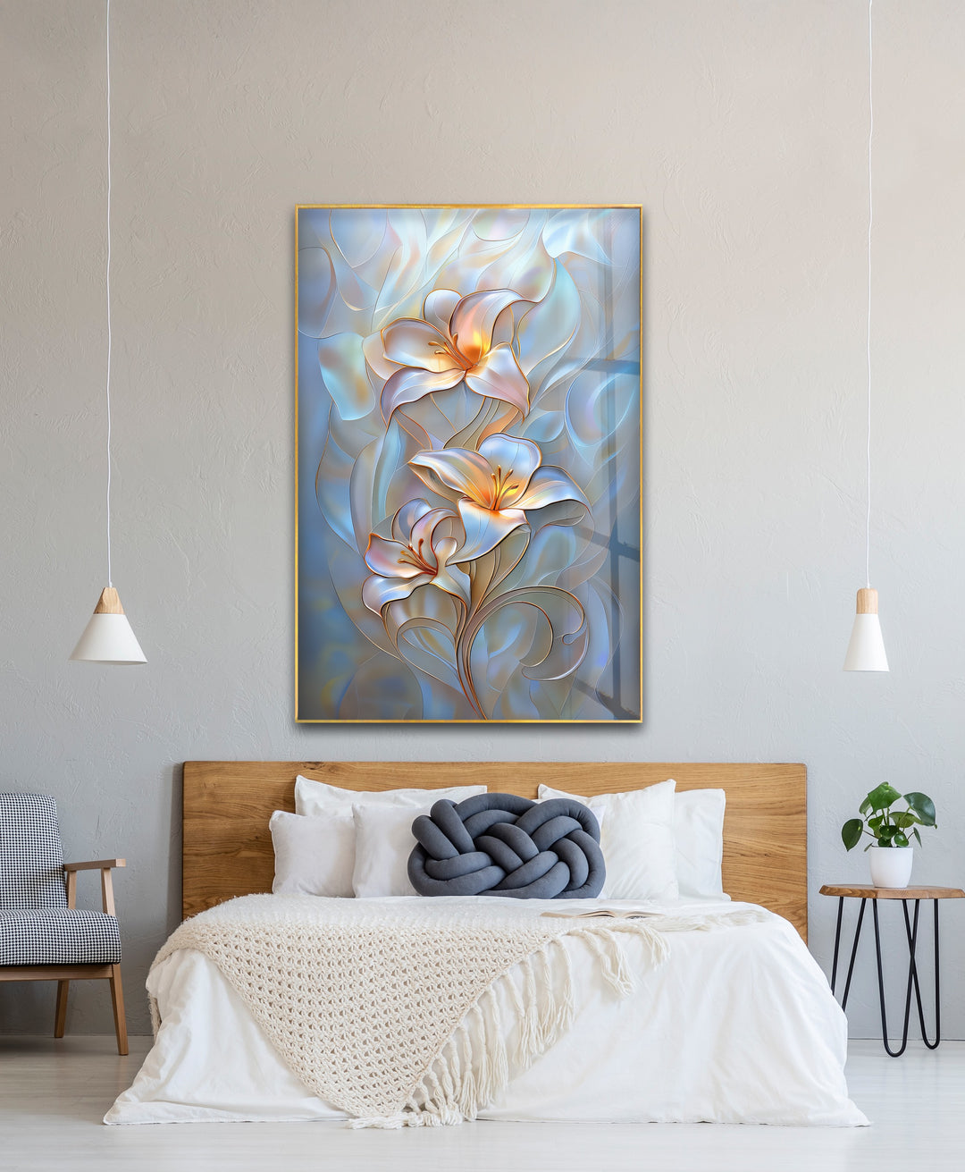 Luminous Lily Whispers – Floral Glass Wall Art
