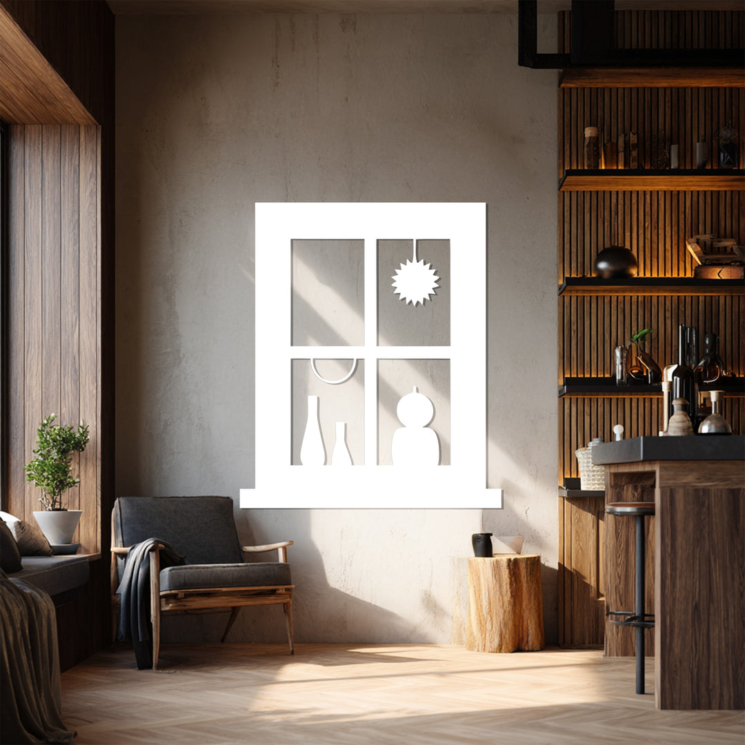 Square Window Metal Wall Art – Modern Silhouette Home Decor