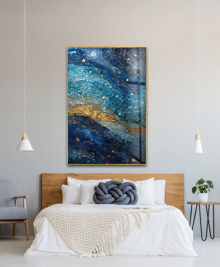 Celestial Mosaic – Starry Night Sky Glass Wall Art