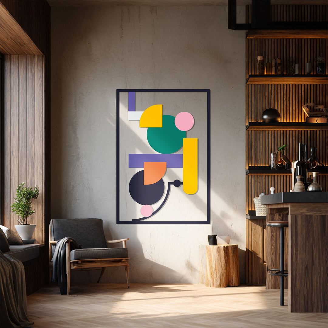 Geometric Balance Metal Wall Art – Modern Abstract Colorful Decor