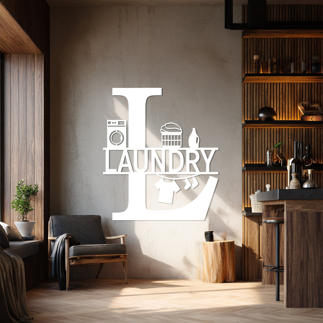 Laundry Room Metal Wall Art – Modern Black Home Decor